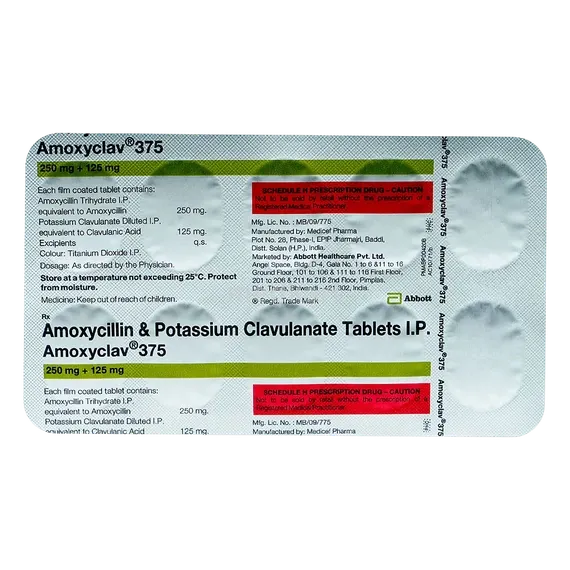 amoxyclav 375mg tablet 10's